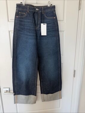 Zara Mid Rise Barrel Hem Jeans